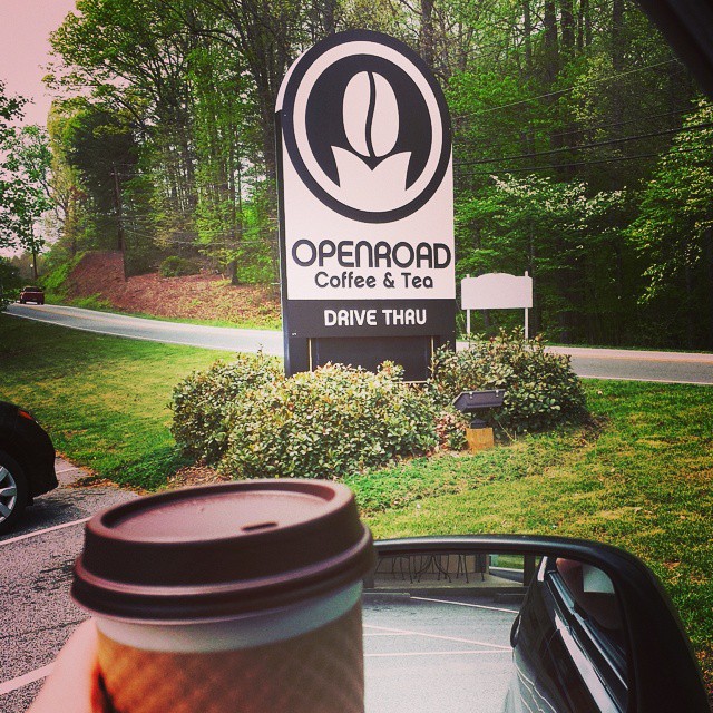 Enjoying a very good caramel latte from @openroadcoffee in Tryon. #openroadcoffee #nctryonlife #tryonlife