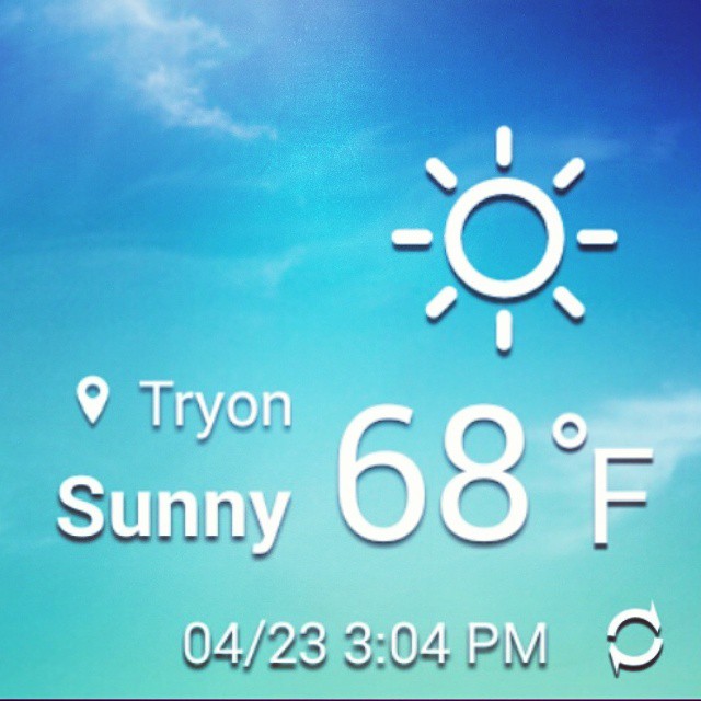 Screenshot of the current weather in Tryon. That's about perfect! #nctryonlife #tryonlife #tryonnc #perfectweather #fourseasons